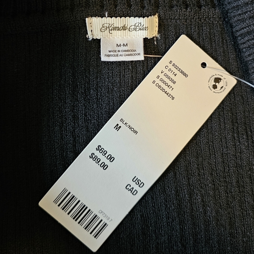 Kimchi Blue Devon Cropped Halter Cold Shoulder Long Sleeve Slim Sweater, Black M - Picture 12 of 12